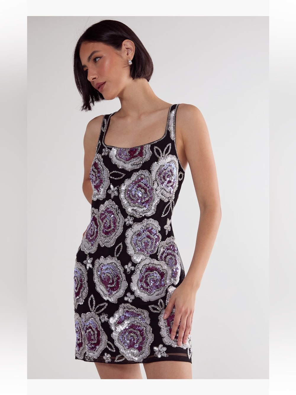 Nasty Gal Beaded Floral Dress
